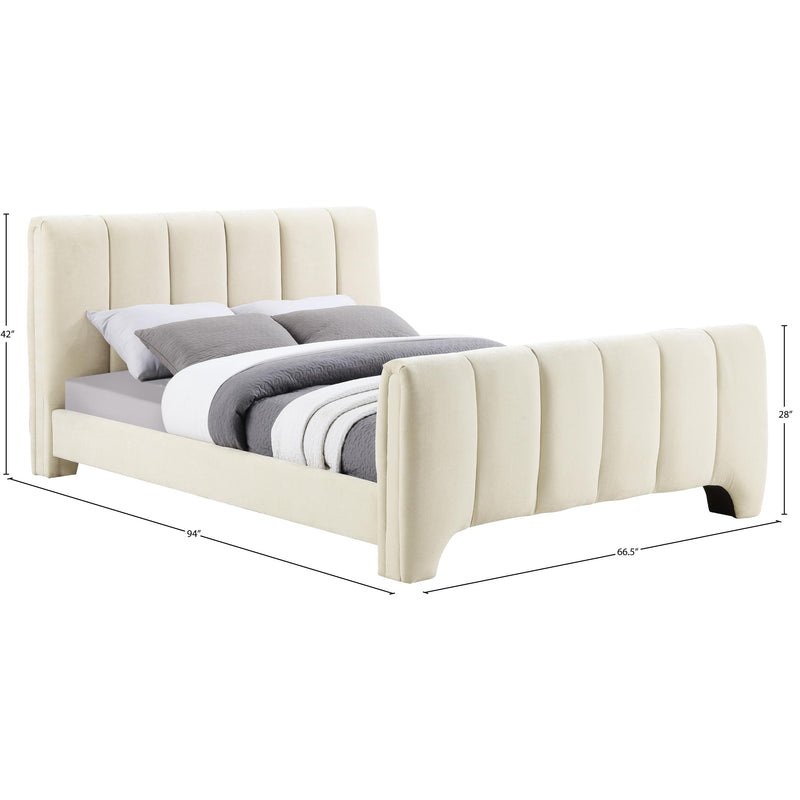 Meridian Camila Beige Chenille Fabric Queen Bed (3 Boxes) IMAGE 9