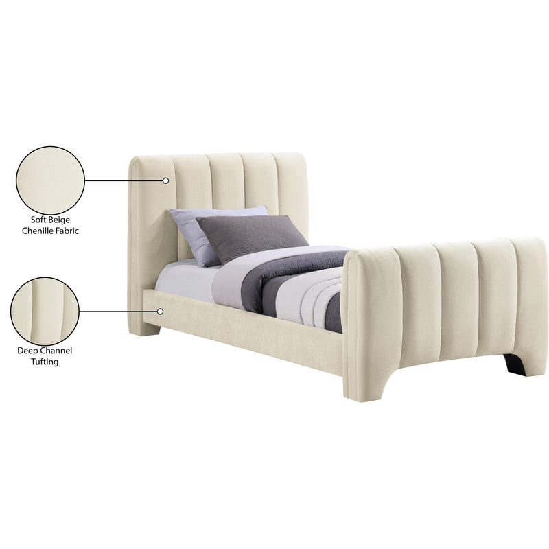 Meridian Camila Beige Chenille Fabric Twin Bed (3 Boxes) IMAGE 10