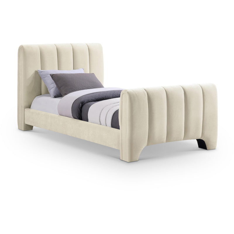 Meridian Camila Beige Chenille Fabric Twin Bed (3 Boxes) IMAGE 1