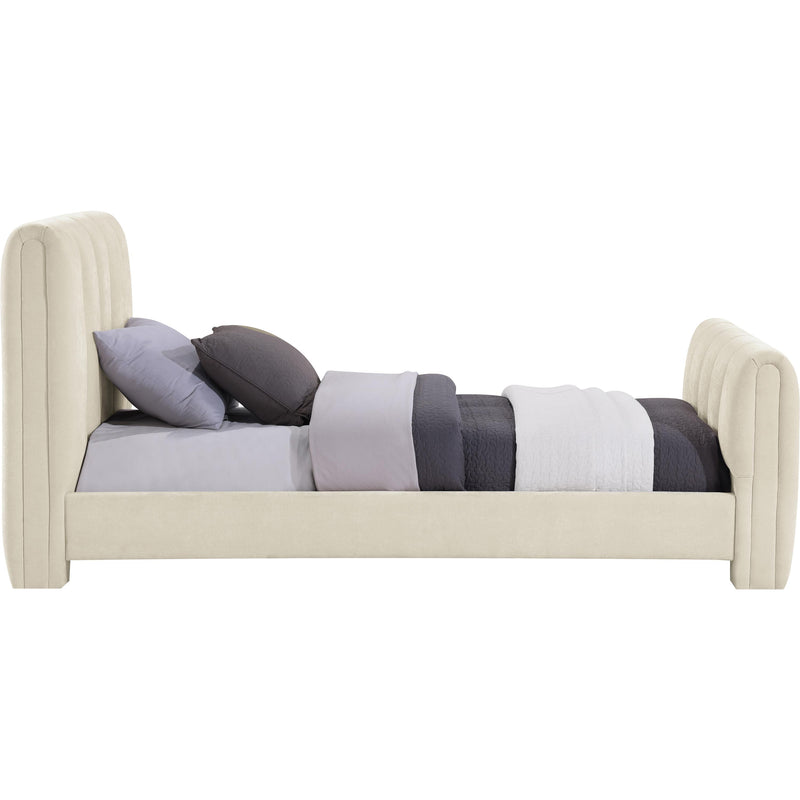 Meridian Camila Beige Chenille Fabric Twin Bed (3 Boxes) IMAGE 4
