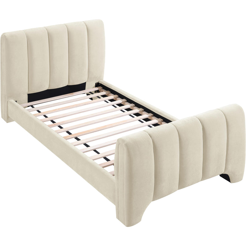 Meridian Camila Beige Chenille Fabric Twin Bed (3 Boxes) IMAGE 7