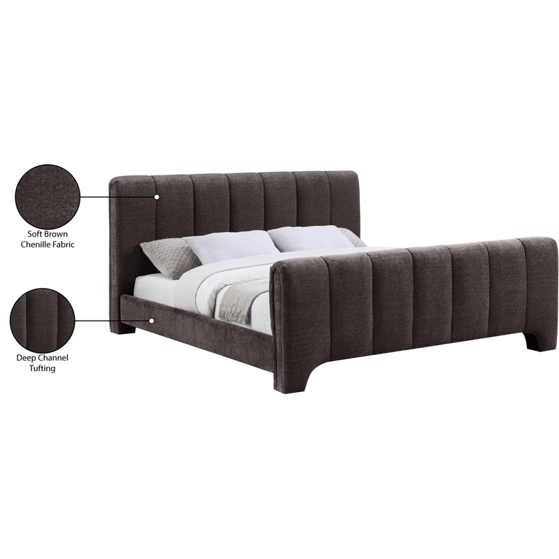 Meridian Camila Brown Chenille Fabric Queen Bed (3 Boxes) IMAGE 10