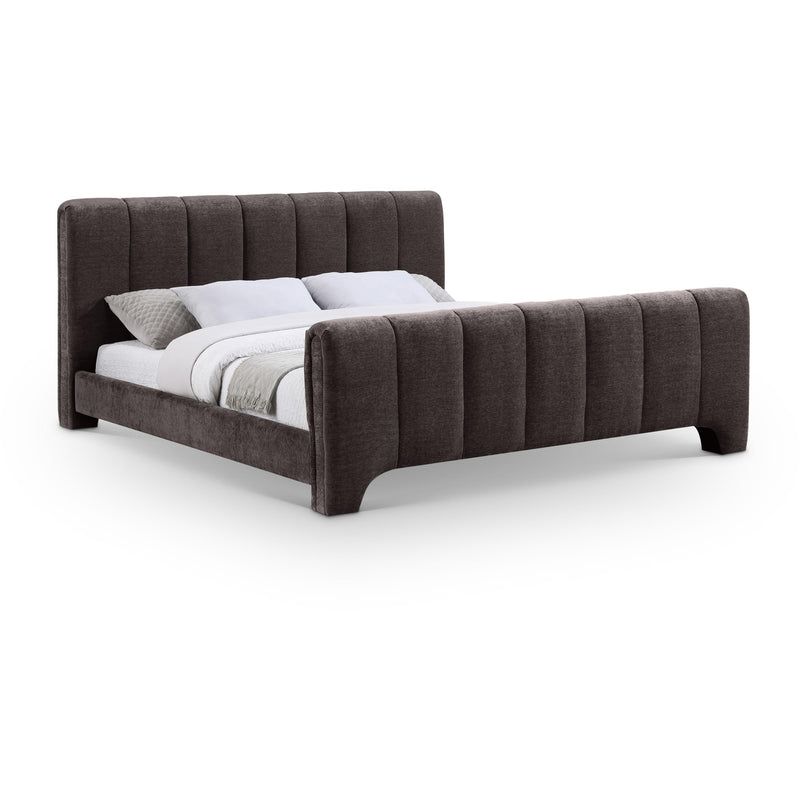 Meridian Camila Brown Chenille Fabric Queen Bed (3 Boxes) IMAGE 1