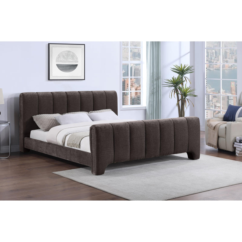 Meridian Camila Brown Chenille Fabric Queen Bed (3 Boxes) IMAGE 2