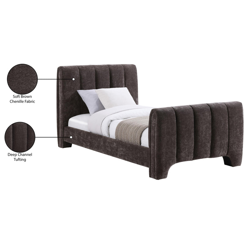 Meridian Camila Brown Chenille Fabric Twin Bed (3 Boxes) IMAGE 10