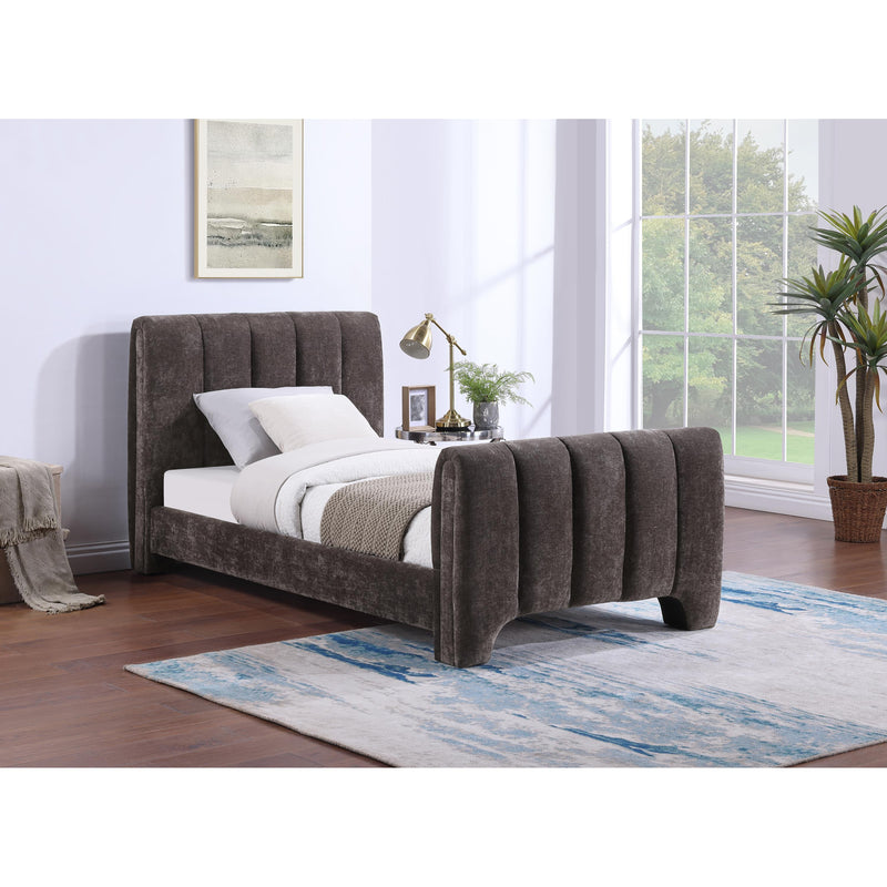 Meridian Camila Brown Chenille Fabric Twin Bed (3 Boxes) IMAGE 2