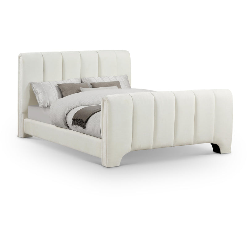 Meridian Camila Cream Chenille Fabric Queen Bed (3 Boxes) IMAGE 1
