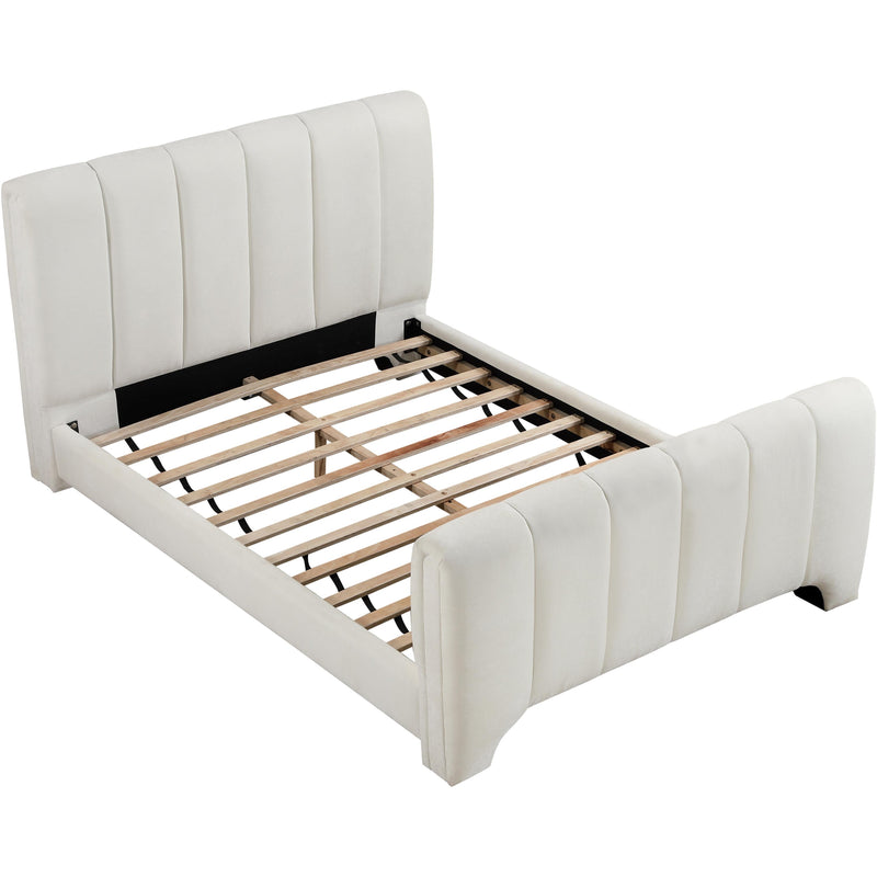 Meridian Camila Cream Chenille Fabric Queen Bed (3 Boxes) IMAGE 7