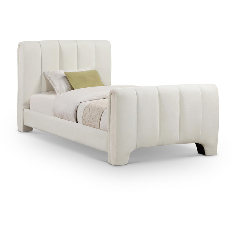 Meridian Camila Cream Chenille Fabric Twin Bed (3 Boxes) IMAGE 1