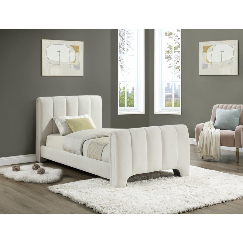 Meridian Camila Cream Chenille Fabric Twin Bed (3 Boxes) IMAGE 2