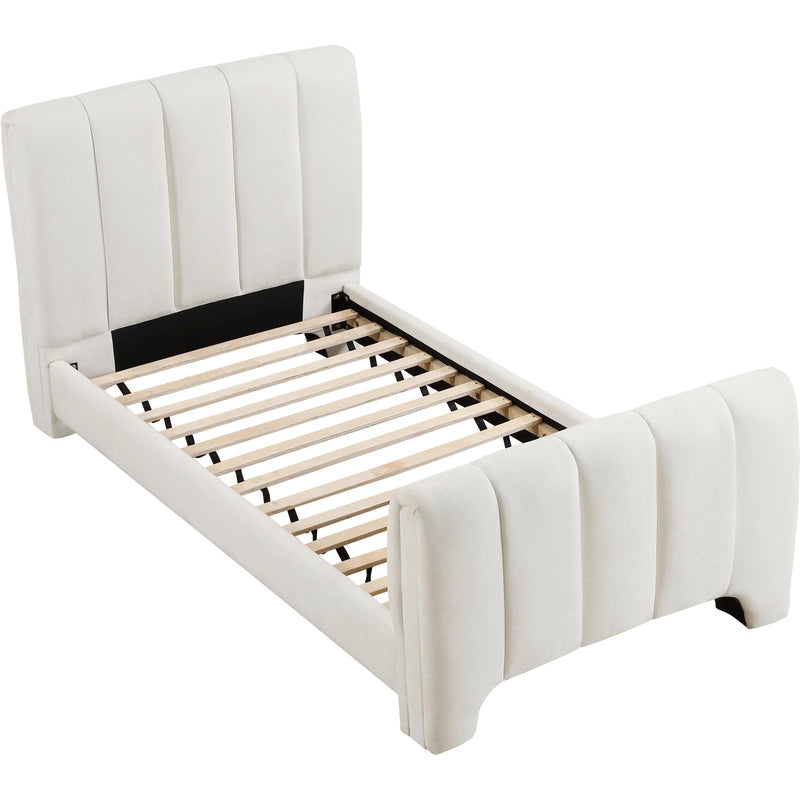 Meridian Camila Cream Chenille Fabric Twin Bed (3 Boxes) IMAGE 7