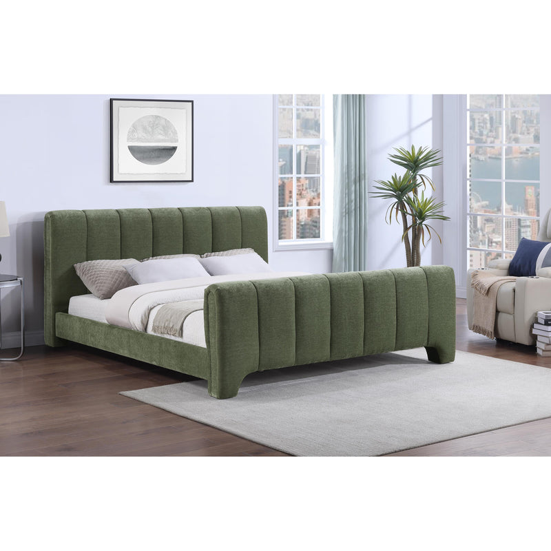 Meridian Camila Green Chenille Fabric Queen Bed (3 Boxes) IMAGE 2