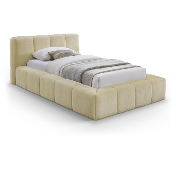 Meridian Carlin Beige Chenille Fabric Twin Bed (3 Boxes) IMAGE 1