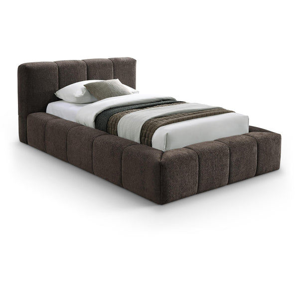 Meridian Carlin Brown Chenille Fabric Twin Bed (3 Boxes) IMAGE 1