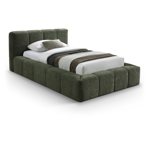 Meridian Carlin Olive Chenille Fabric Twin Bed (3 Boxes) IMAGE 1