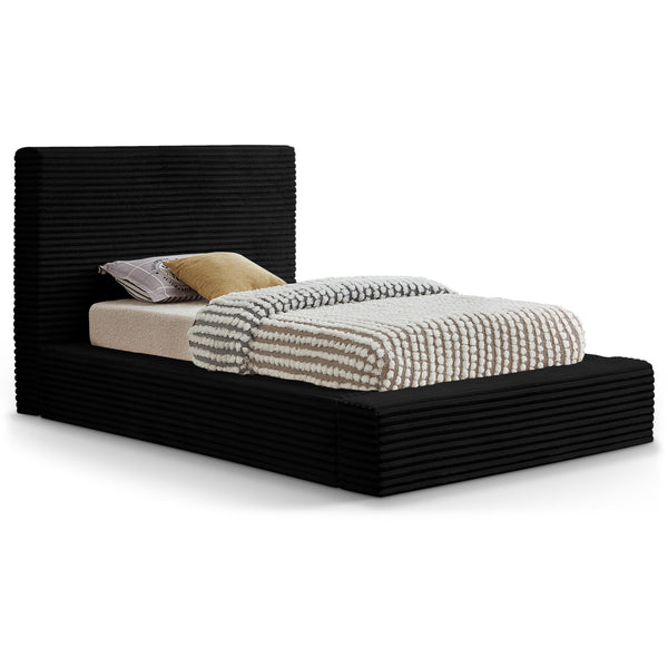 Meridian Dexter Black Corduroy Fabric Twin Bed IMAGE 1