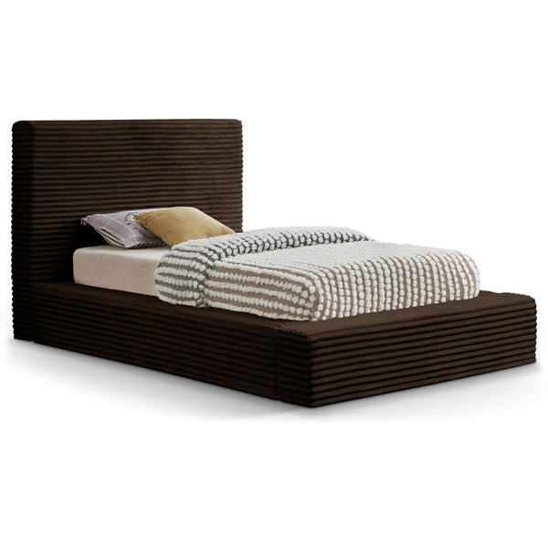 Meridian Dexter Brown Corduroy Fabric Twin Bed IMAGE 1