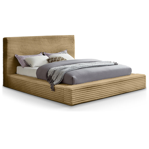 Meridian Dexter Camel Corduroy Fabric Queen Bed IMAGE 1