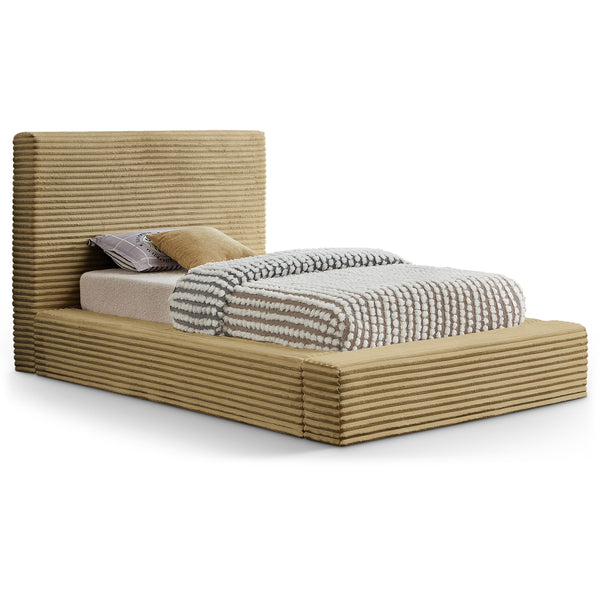 Meridian Dexter Camel Corduroy Fabric Twin Bed IMAGE 1