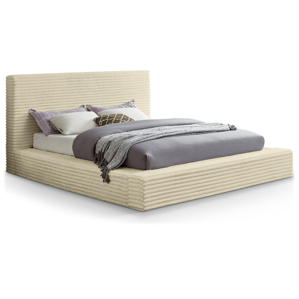 Meridian Dexter Cream Corduroy Fabric Full Bed IMAGE 1
