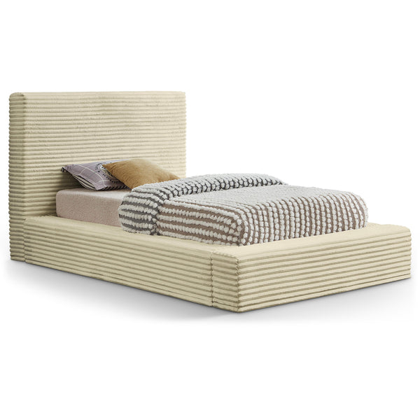 Meridian Dexter Cream Corduroy Fabric Twin Bed IMAGE 1