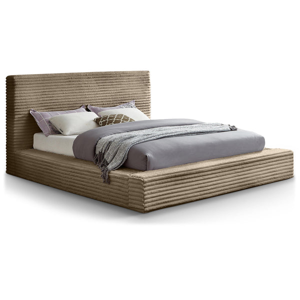 Meridian Dexter Taupe Corduroy Fabric King Bed IMAGE 1