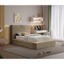 Meridian Dexter Taupe Corduroy Fabric Twin Bed IMAGE 2