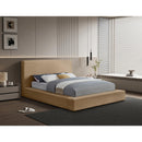 Meridian Dorian Beige Velvet Queen Bed IMAGE 2