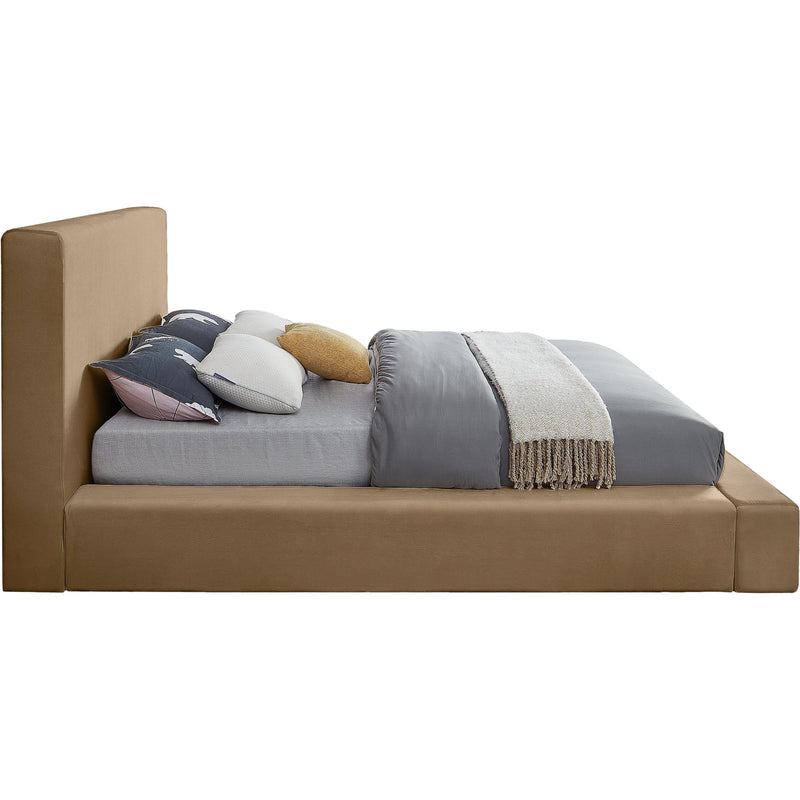 Meridian Dorian Beige Velvet Queen Bed IMAGE 4