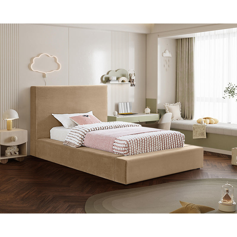 Meridian Dorian Beige Velvet Twin Bed IMAGE 2