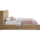 Meridian Dorian Beige Velvet Twin Bed IMAGE 4