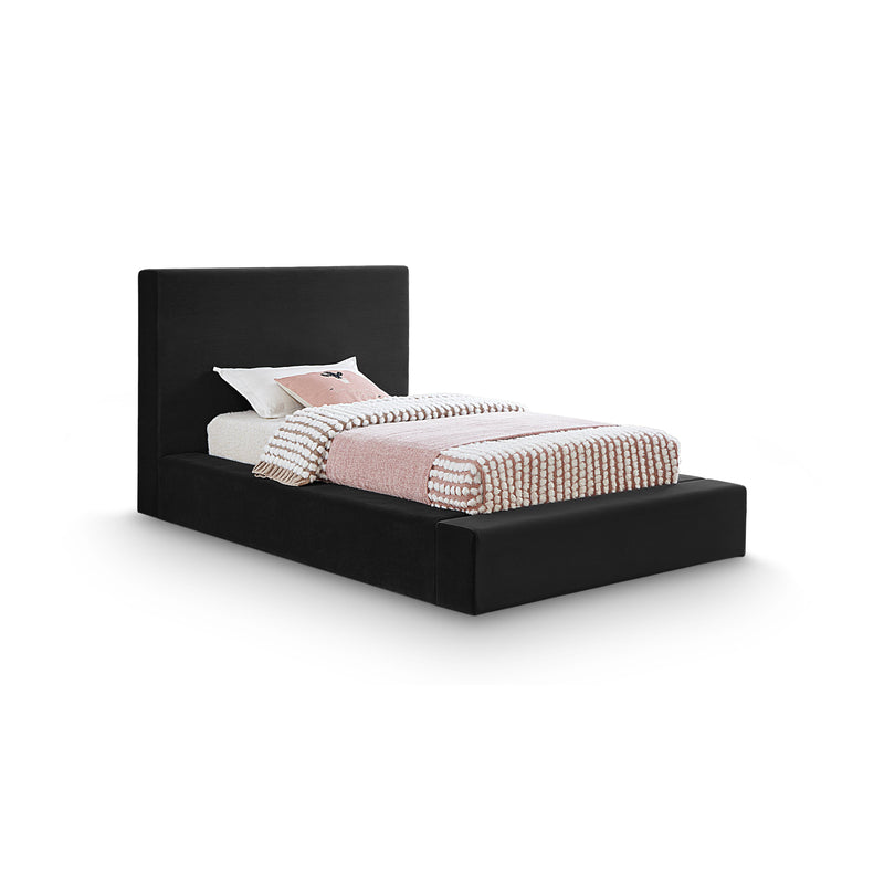 Meridian Dorian Black Velvet Twin Bed IMAGE 1