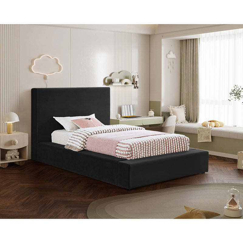 Meridian Dorian Black Velvet Twin Bed IMAGE 2