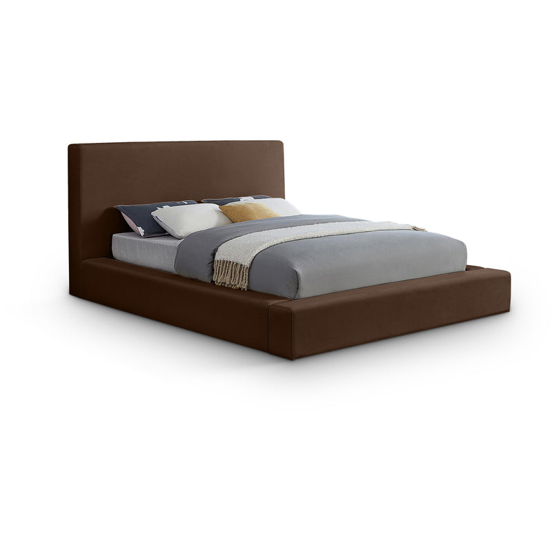 Meridian Dorian Brown Velvet King Bed IMAGE 1