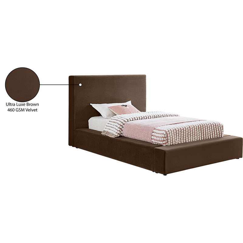 Meridian Dorian Brown Velvet Twin Bed IMAGE 8