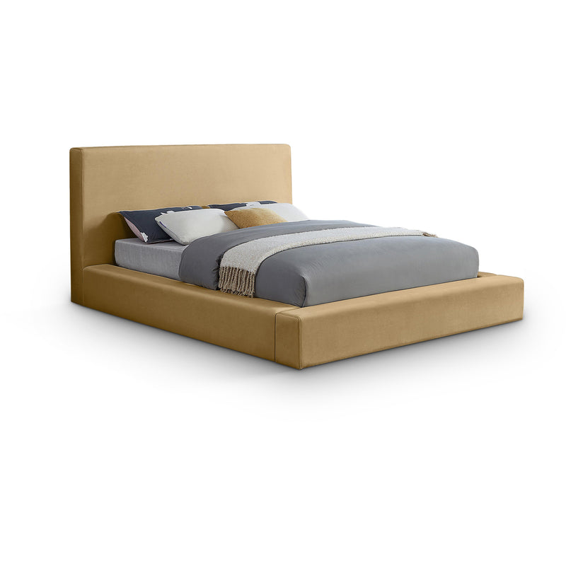 Meridian Dorian Camel Velvet Full Bed IMAGE 1