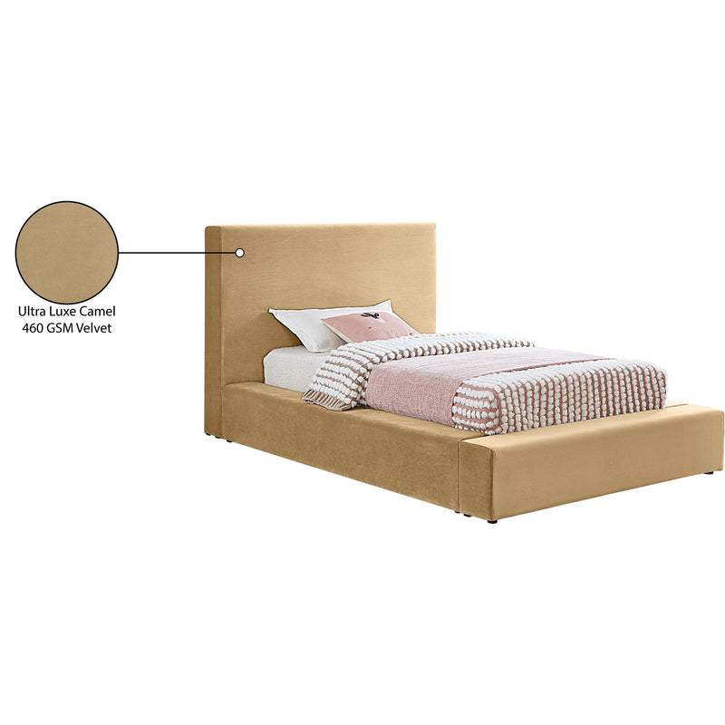 Meridian Dorian Camel Velvet Twin Bed IMAGE 8