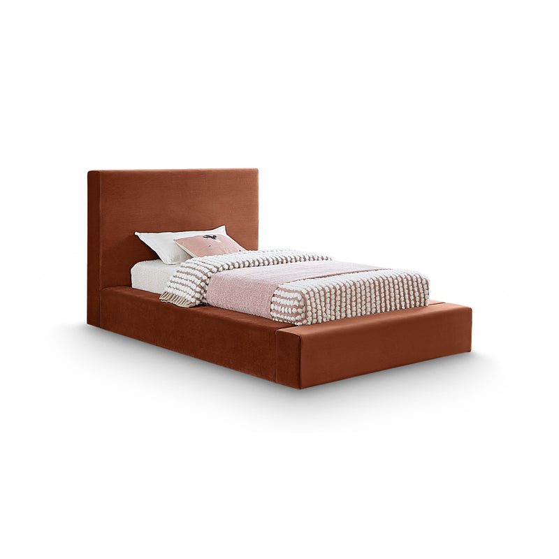 Meridian Dorian Cognac Velvet Twin Bed IMAGE 1