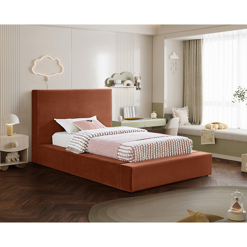 Meridian Dorian Cognac Velvet Twin Bed IMAGE 2