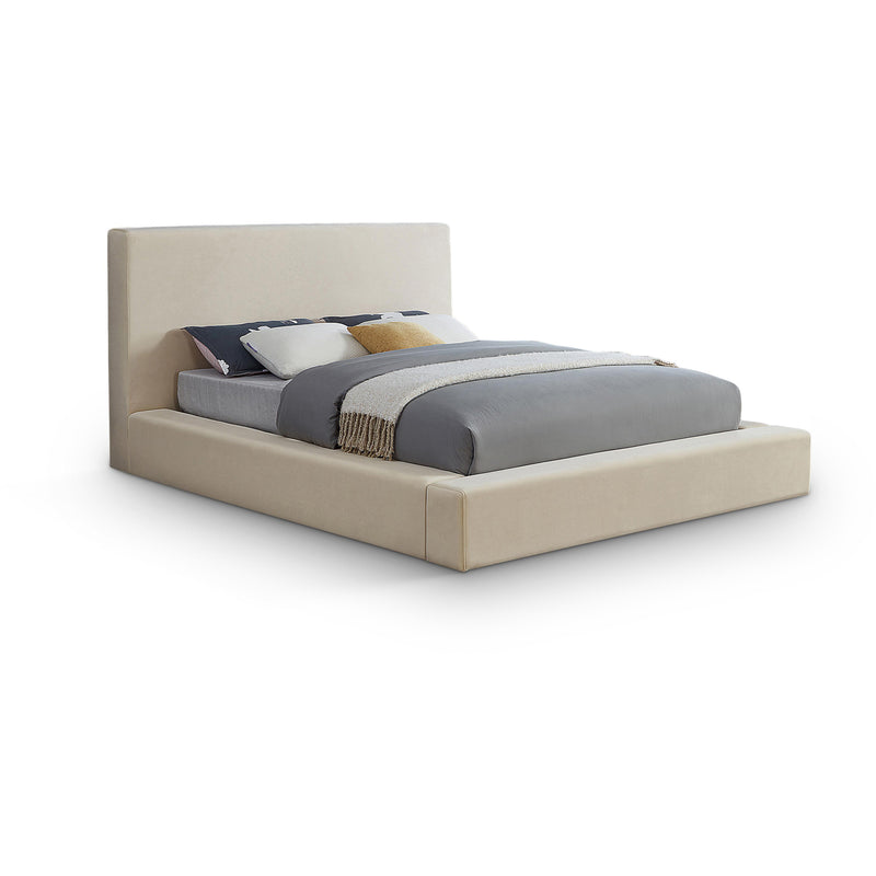 Meridian Dorian Cream Velvet Queen Bed IMAGE 1