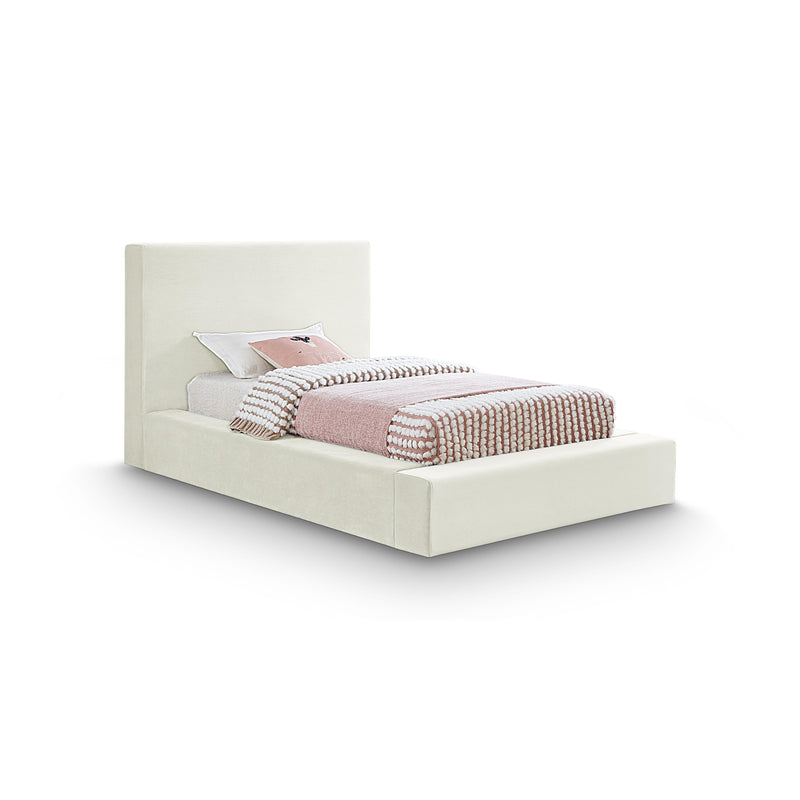Meridian Dorian Cream Velvet Twin Bed IMAGE 1
