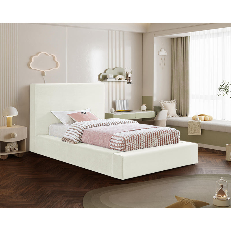 Meridian Dorian Cream Velvet Twin Bed IMAGE 2