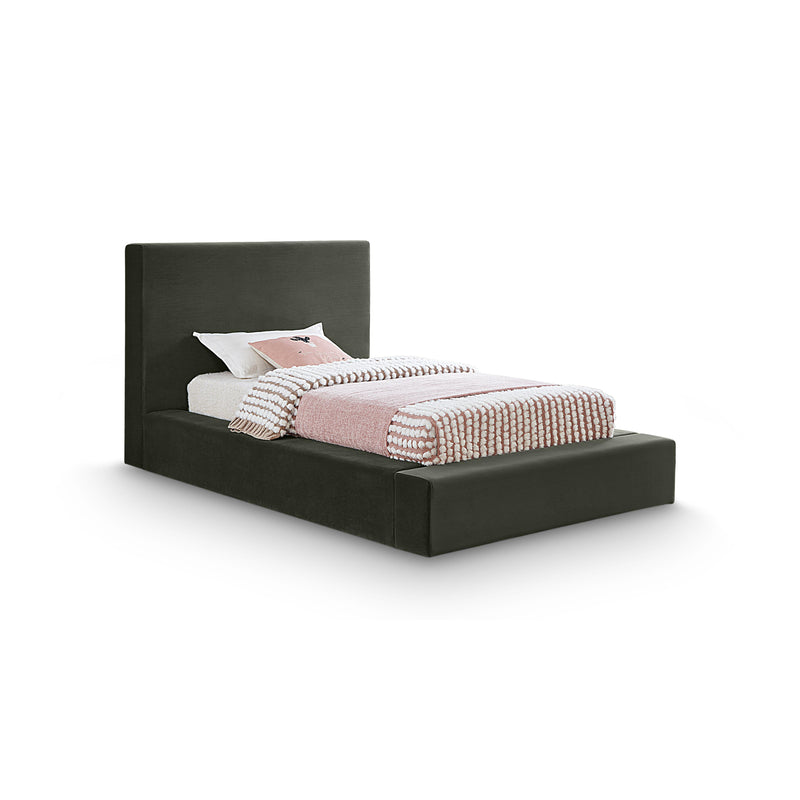 Meridian Dorian Green Velvet Twin Bed IMAGE 1