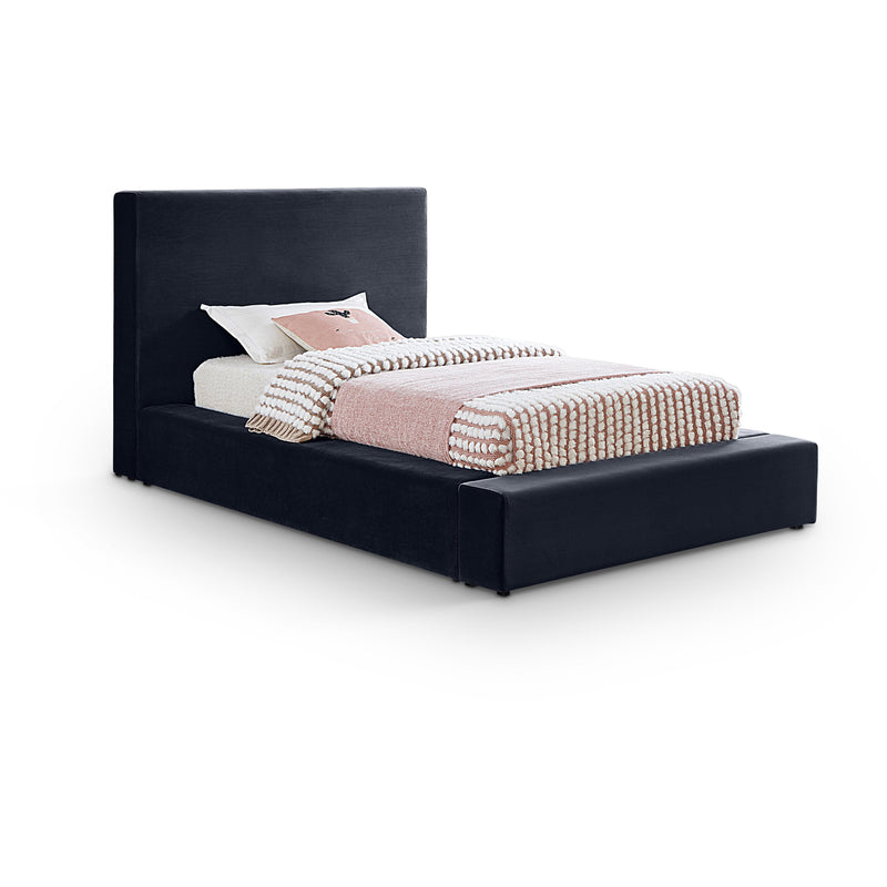 Meridian Dorian Navy Velvet Twin Bed IMAGE 1