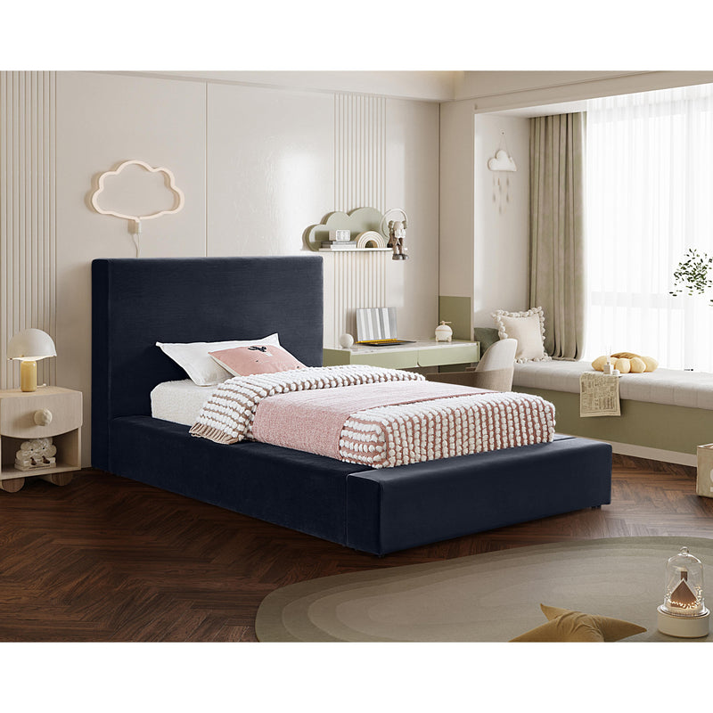 Meridian Dorian Navy Velvet Twin Bed IMAGE 2
