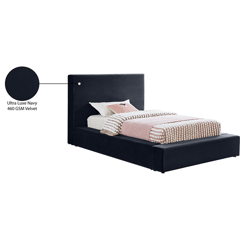 Meridian Dorian Navy Velvet Twin Bed IMAGE 8