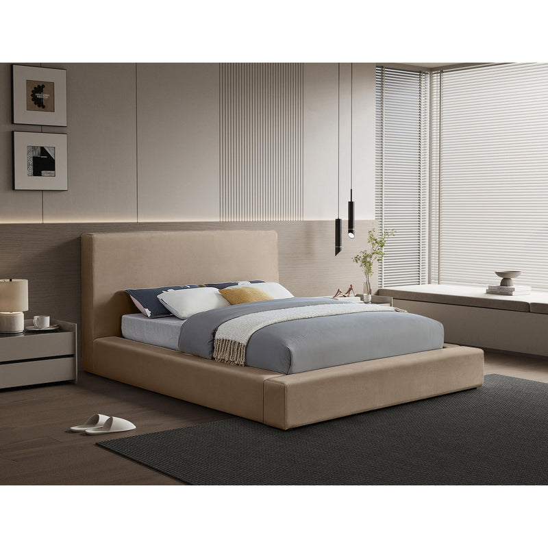 Meridian Dorian Taupe Velvet King Bed IMAGE 2