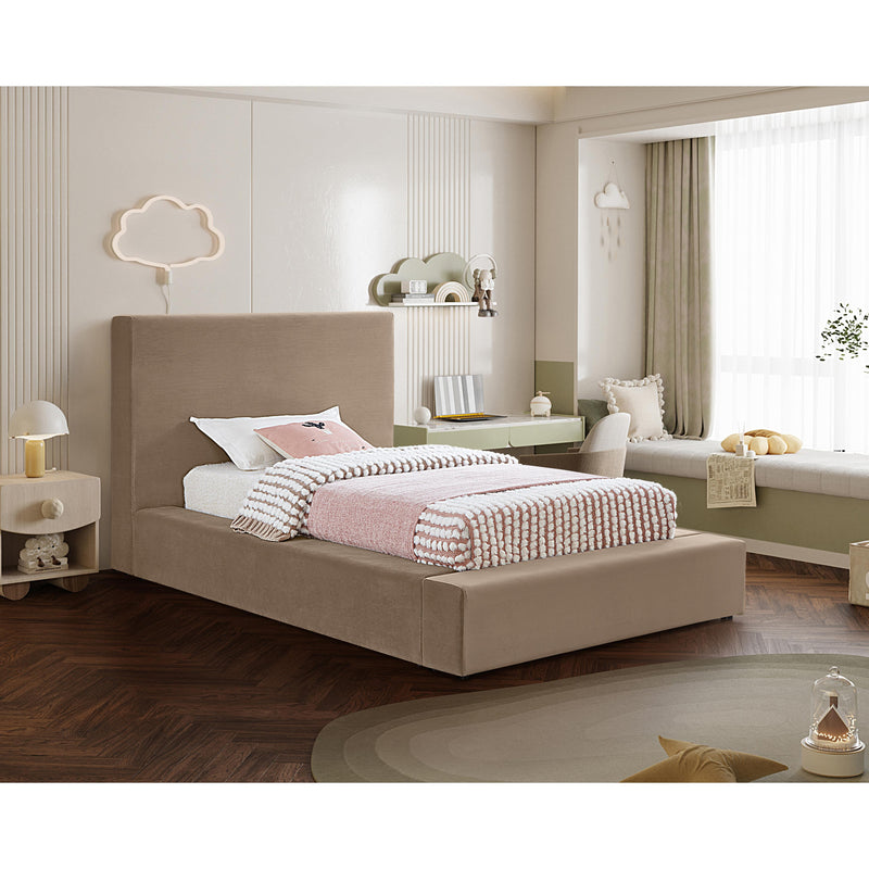 Meridian Dorian Taupe Velvet Twin Bed IMAGE 2
