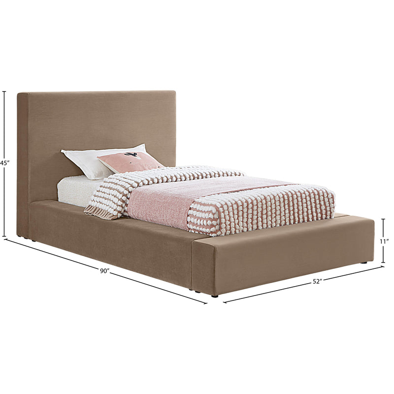 Meridian Dorian Taupe Velvet Twin Bed IMAGE 7