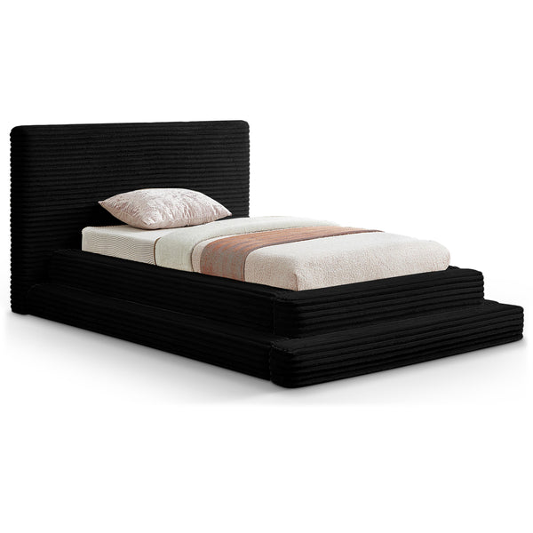 Meridian Drew Black Corduroy Fabric Twin Bed (3 Boxes) IMAGE 1
